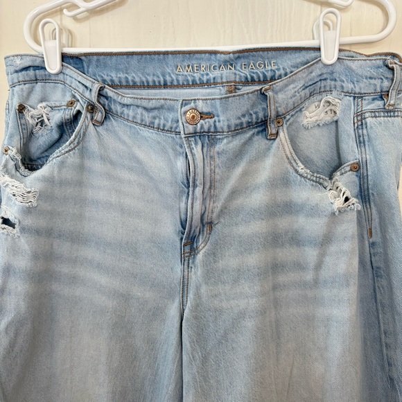 American Eagle Outfitters the low rise skater Light Blue Wide Leg Jeans size 14 - Picture 7 of 12